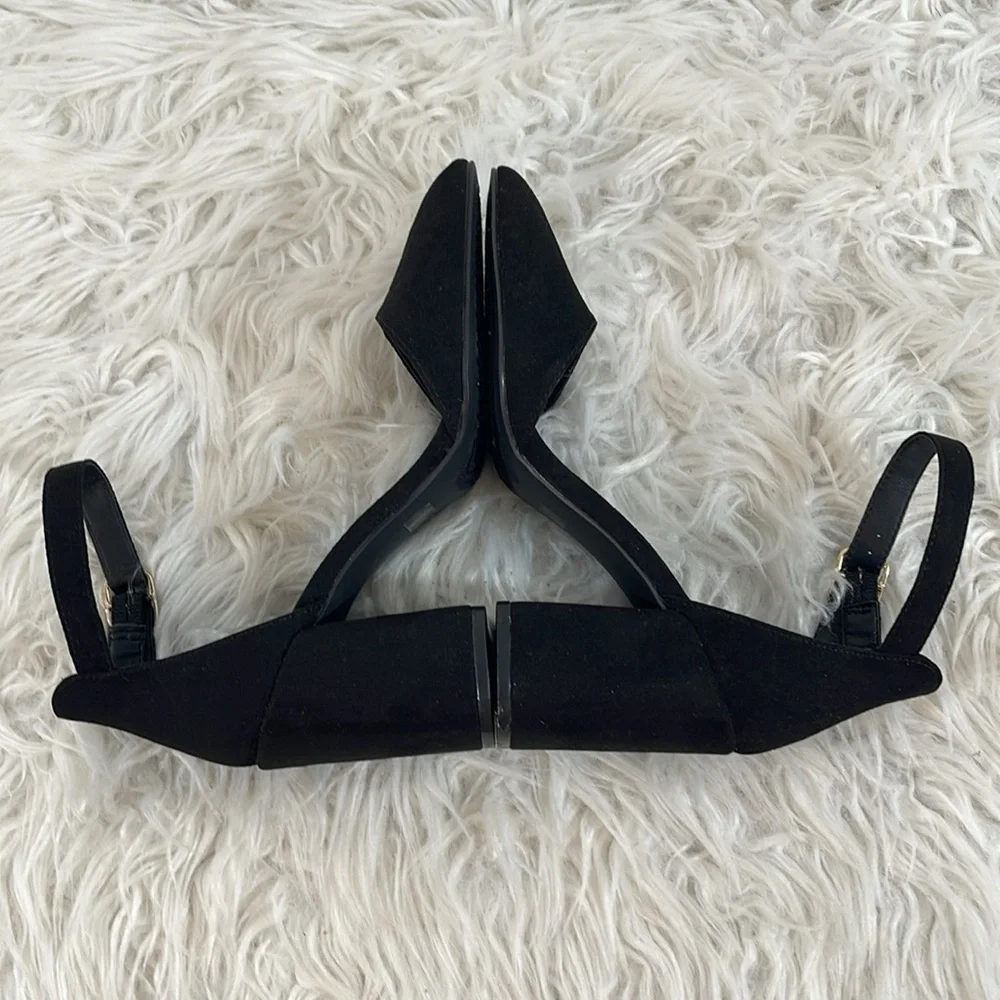 LULUS Ellarose Black Suede Ankle Strap Chunky Heels Size 5 NEW - Picture 9 of 15